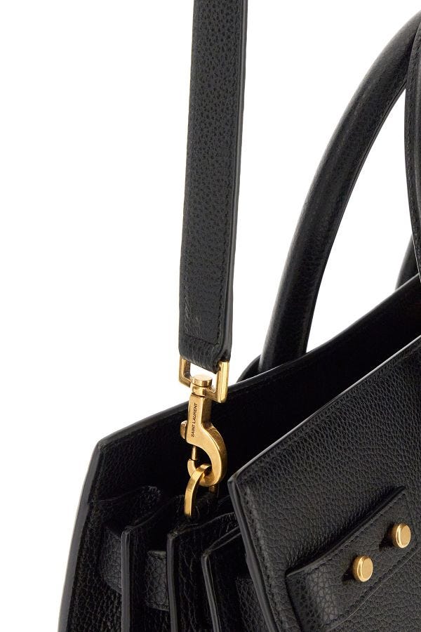 Saint Laurent Black  Leather Sac De Jour Handbag