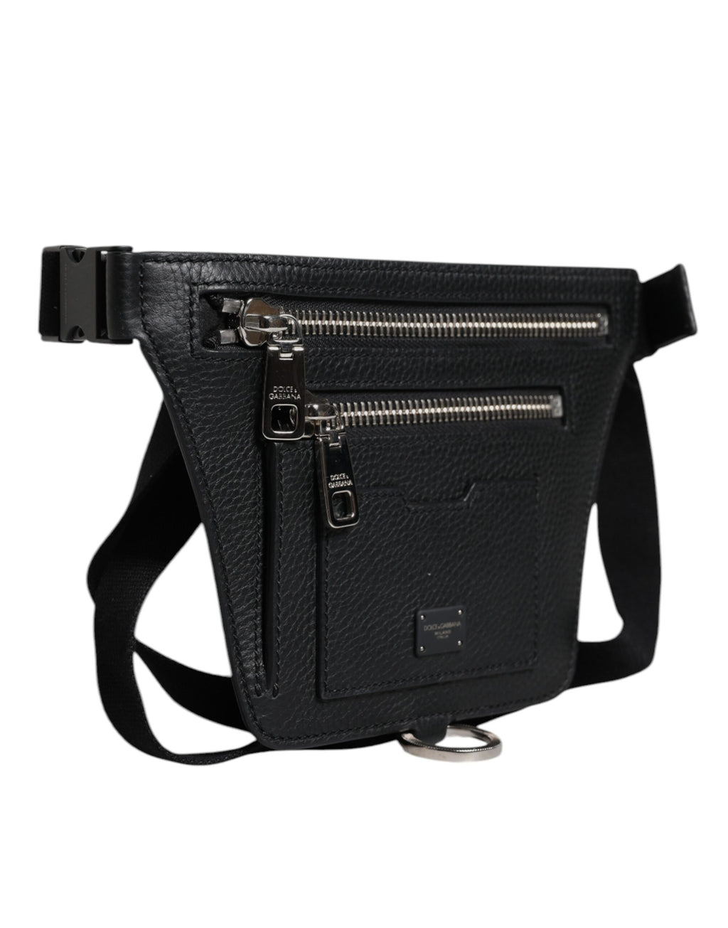 Dolce & Gabbana Black  Logo Plaque Belt Waist Men Fanny Pack Bag