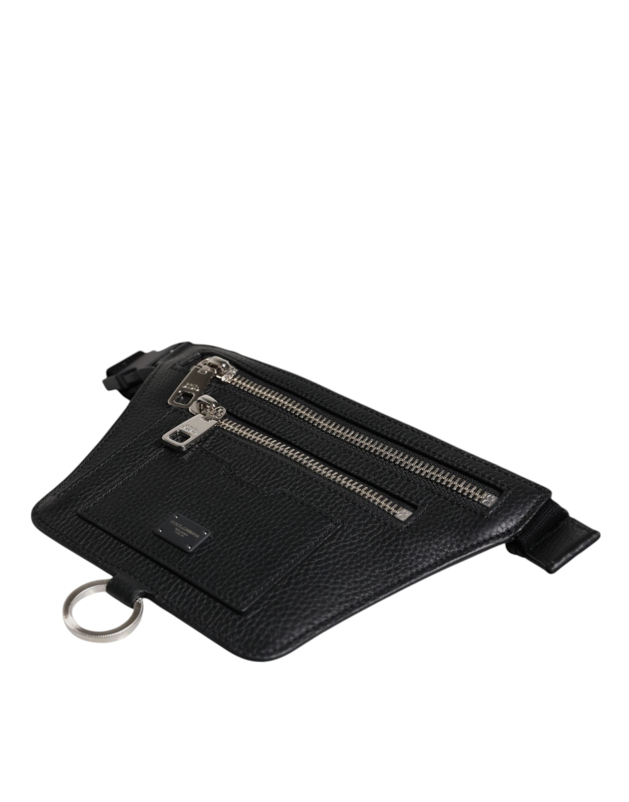 Dolce & Gabbana Black  Logo Plaque Belt Waist Men Fanny Pack Bag