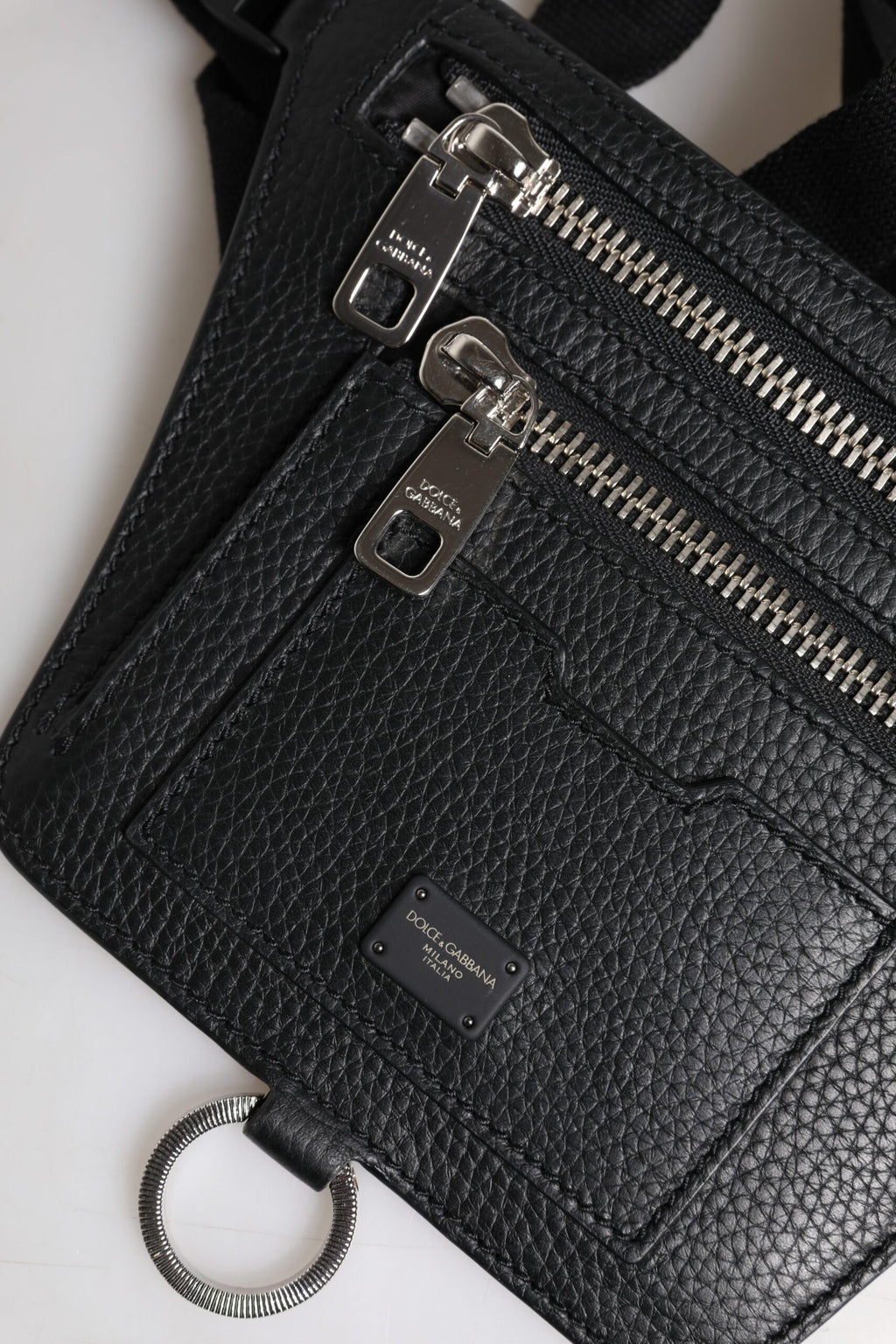 Dolce & Gabbana Black  Logo Plaque Belt Waist Men Fanny Pack Bag