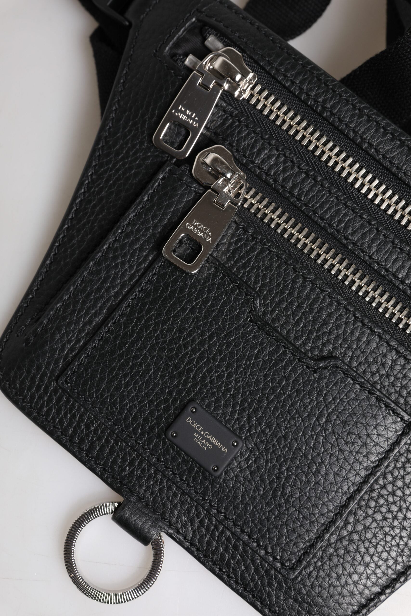 Dolce & Gabbana Black  Logo Plaque Belt Waist Men Fanny Pack Bag