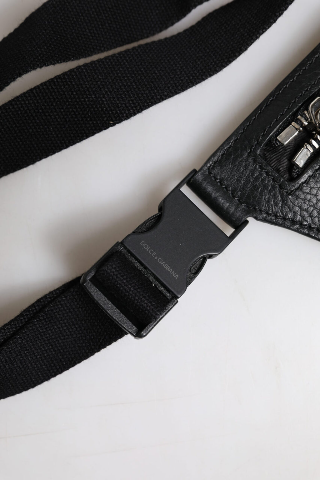 Dolce & Gabbana Black  Logo Plaque Belt Waist Men Fanny Pack Bag