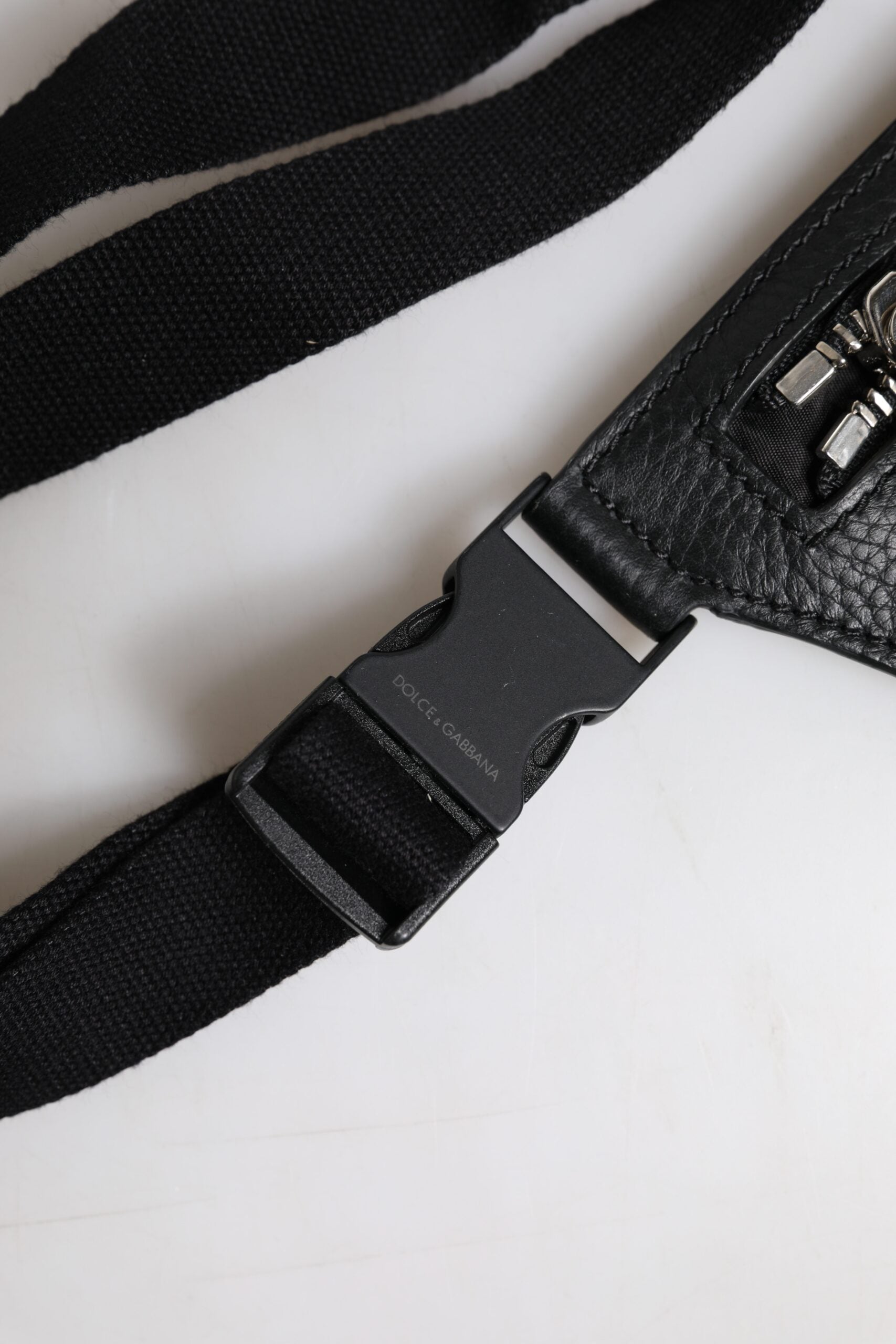 Dolce & Gabbana Black  Logo Plaque Belt Waist Men Fanny Pack Bag