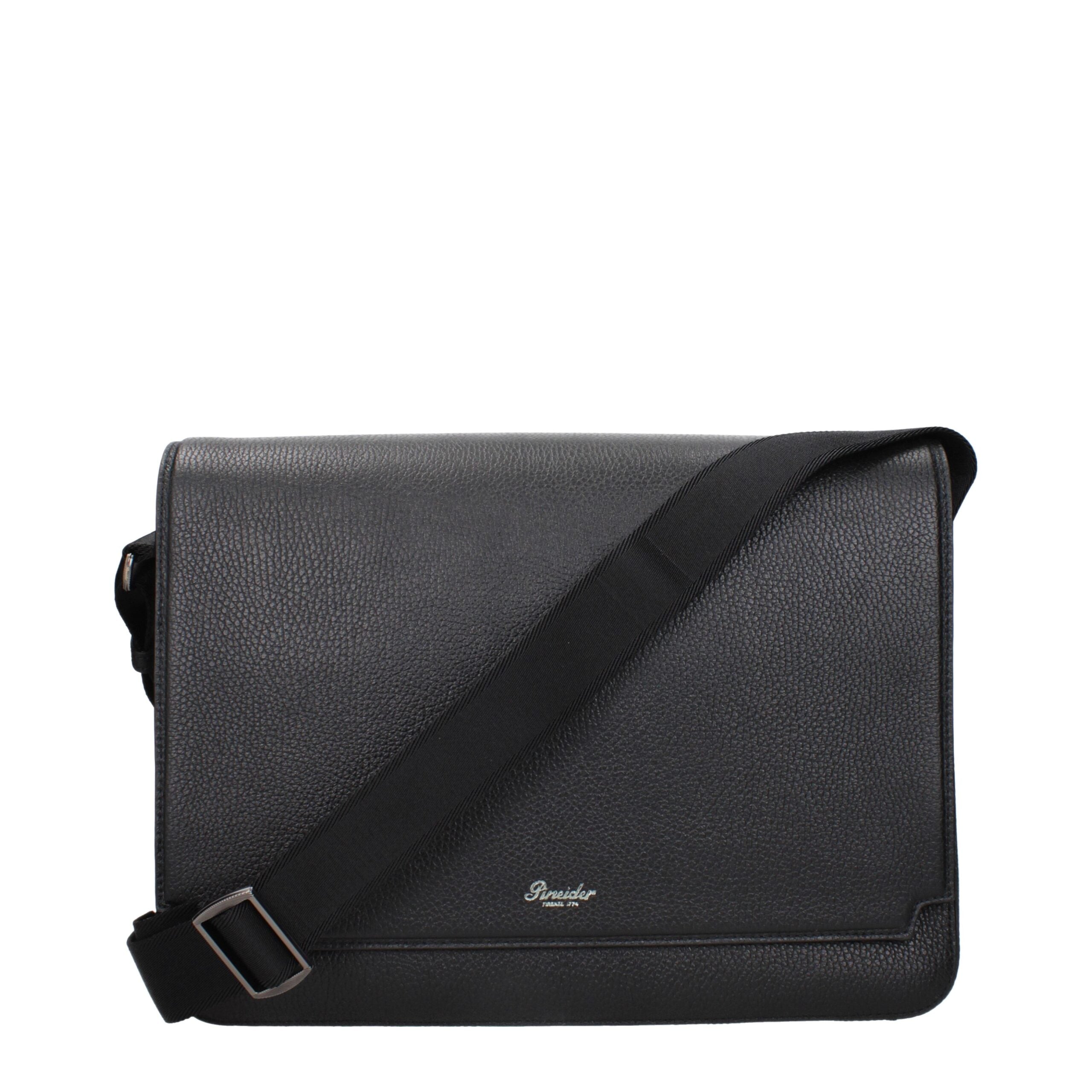 Pineider Black Leather Crossbody Bags