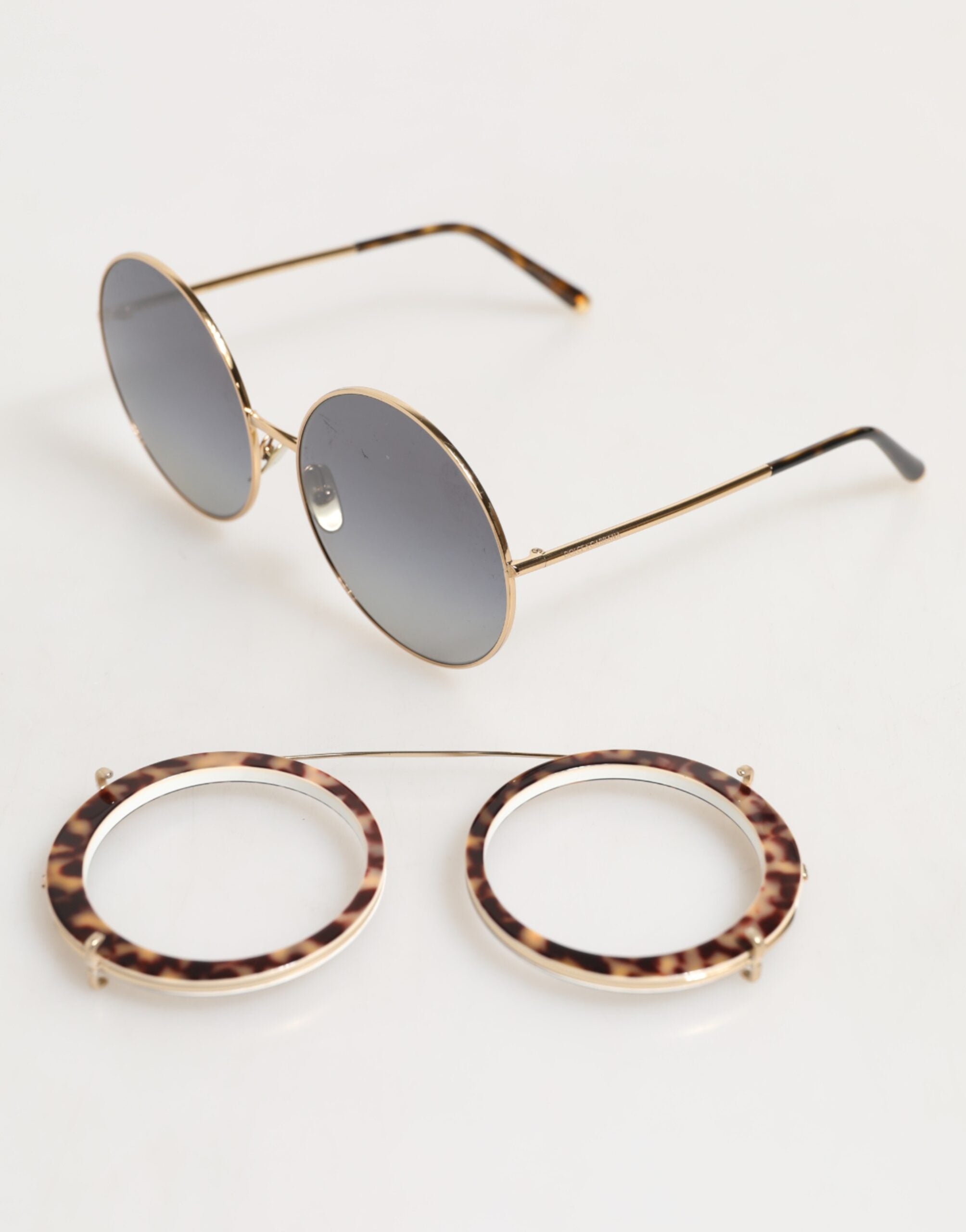 Dolce & Gabbana DG2198 Brown Leopard Print Gradient Round Sunglasses