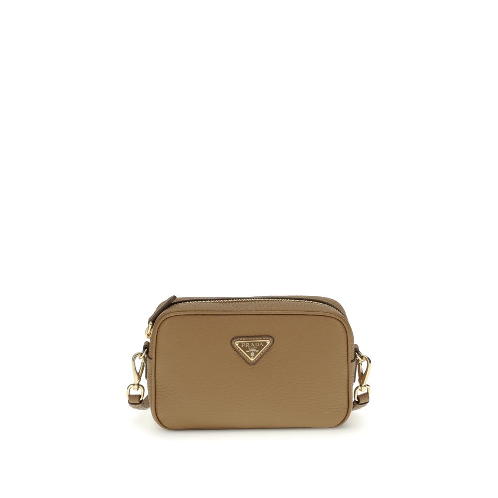Prada Beige  Leather Bos Taurus Shoulder Bag