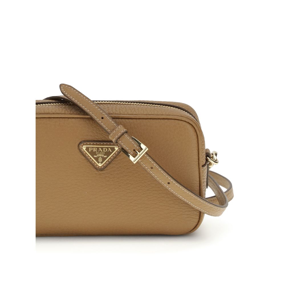 Prada Beige  Leather Bos Taurus Shoulder Bag