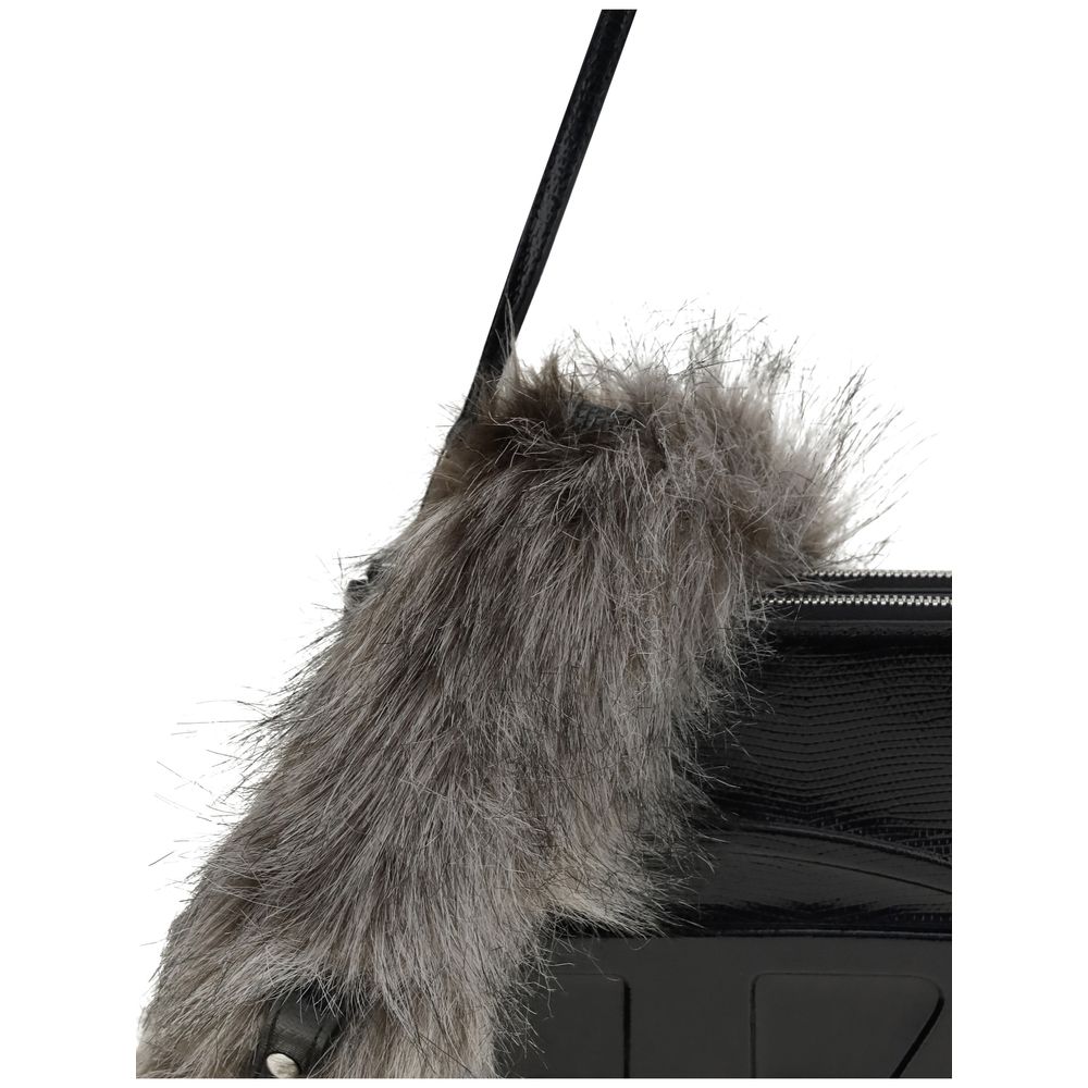 Diesel Black  Leather Bos Taurus Shoulder Bag