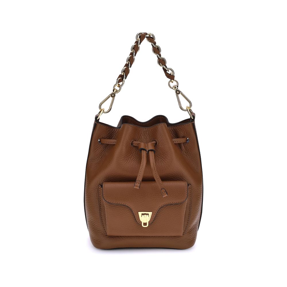 Coccinelle Brown  Leather Bos Taurus Backet Bag
