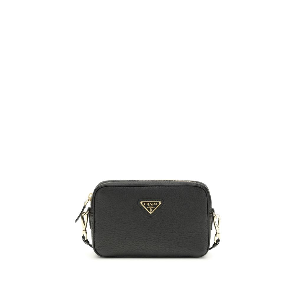 Prada Black  Leather Bos Taurus Shoulder Bag