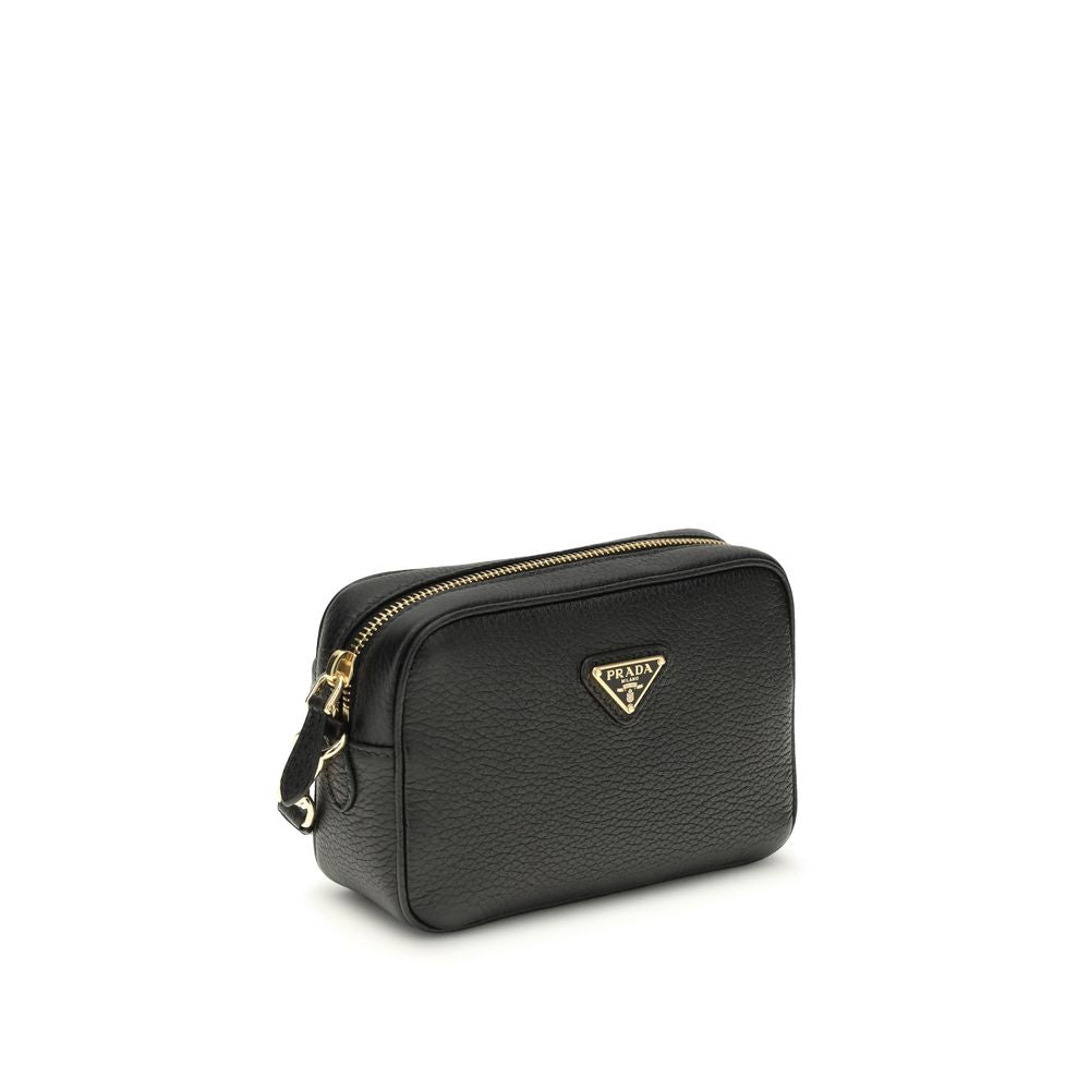 Prada Black  Leather Bos Taurus Shoulder Bag