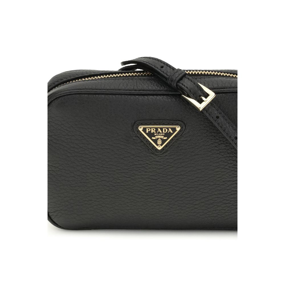 Prada Black  Leather Bos Taurus Shoulder Bag