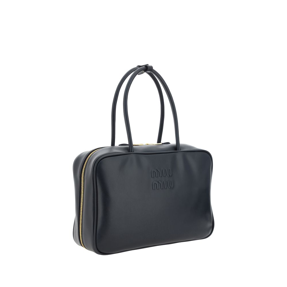 Miu Miu Black  Leather Bos Taurus Handbag
