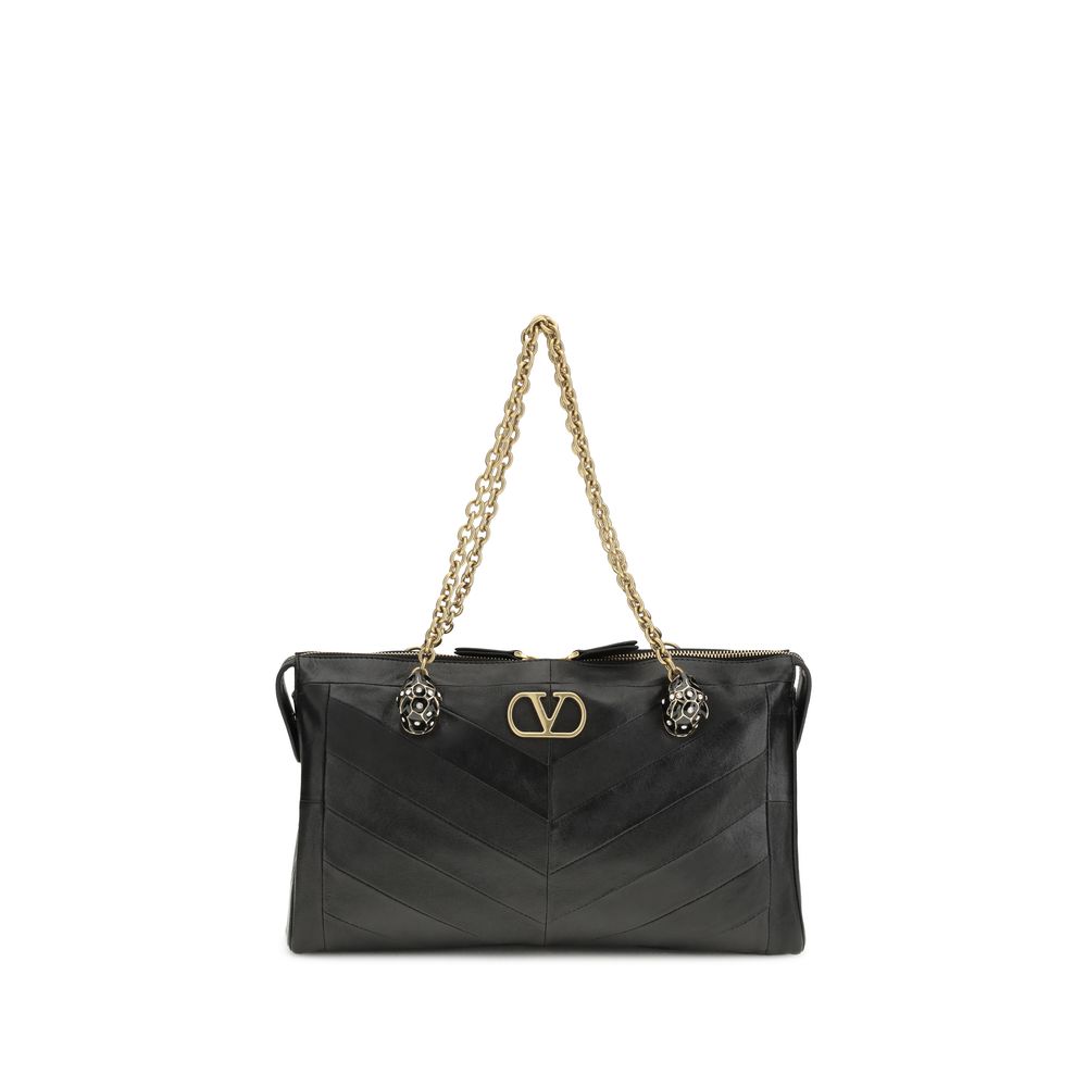 Valentino Garavani Black Lamb Leather Shoulder Bag