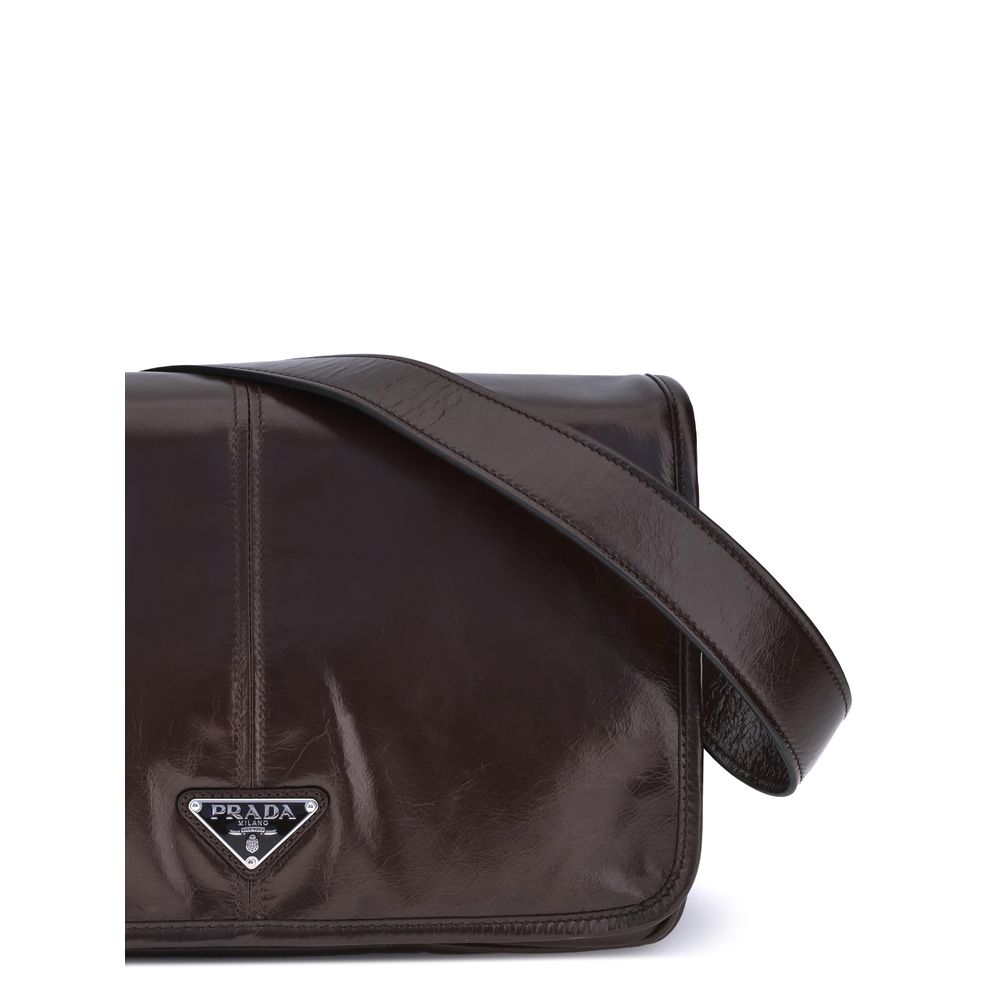 Prada Brown  Leather Bos Taurus Shoulder Bag