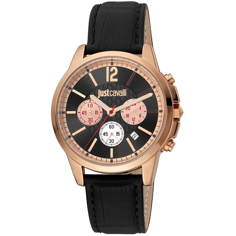 Just Cavalli Black Leather Bracelet Watch