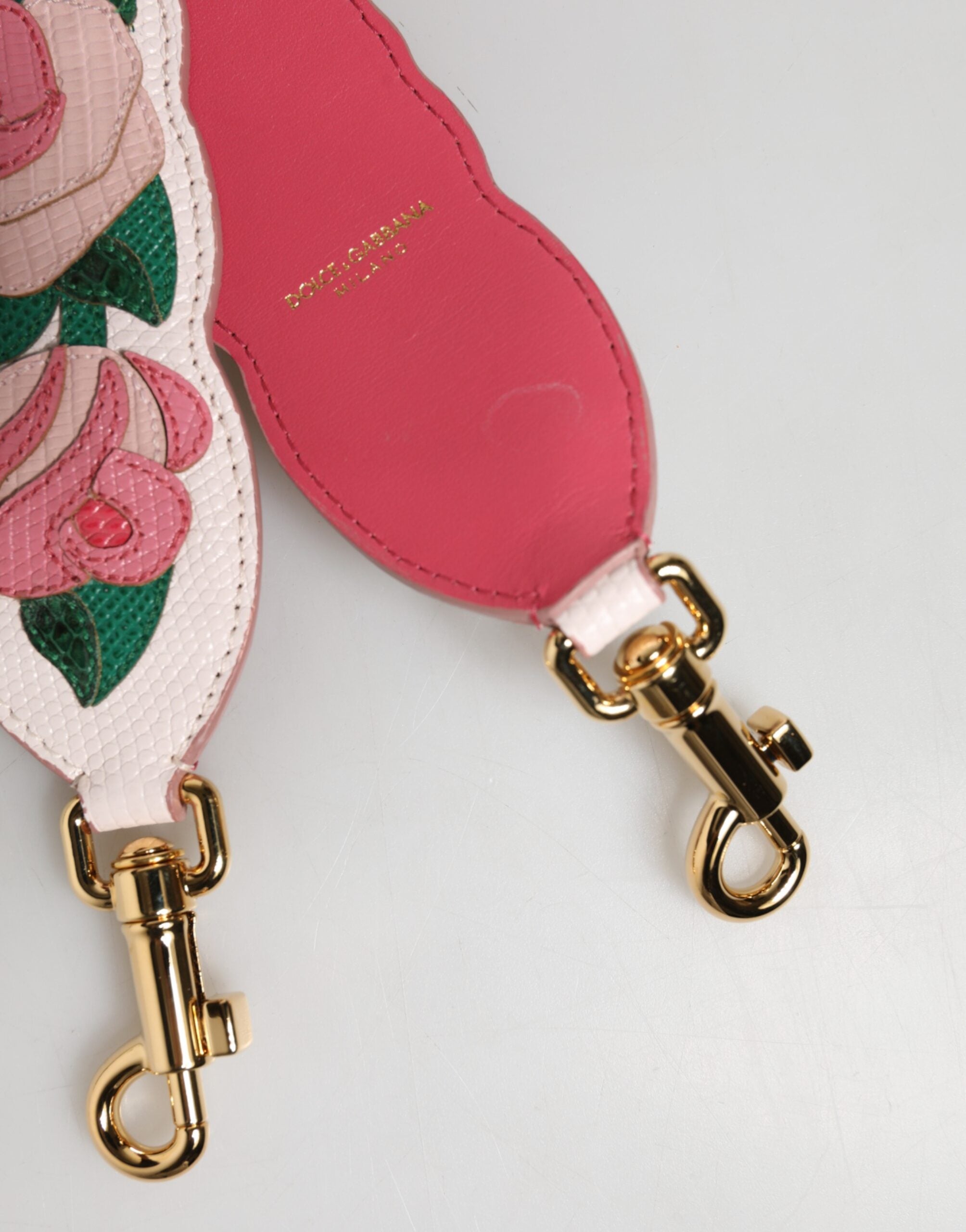 Dolce & Gabbana Strap White Floral  Leather Bag Accessory Shoulder