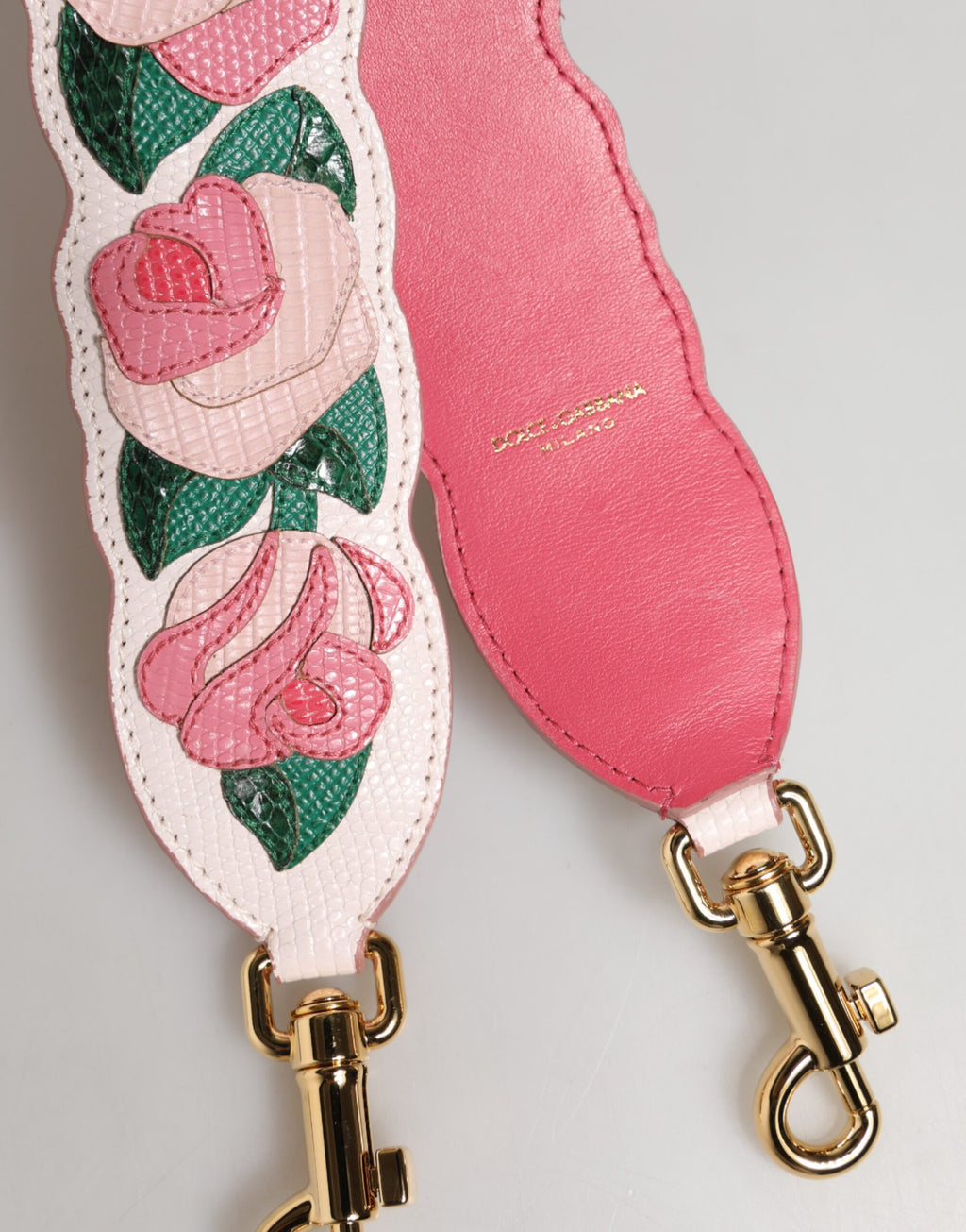 Dolce & Gabbana Strap White Floral  Leather Bag Accessory Shoulder