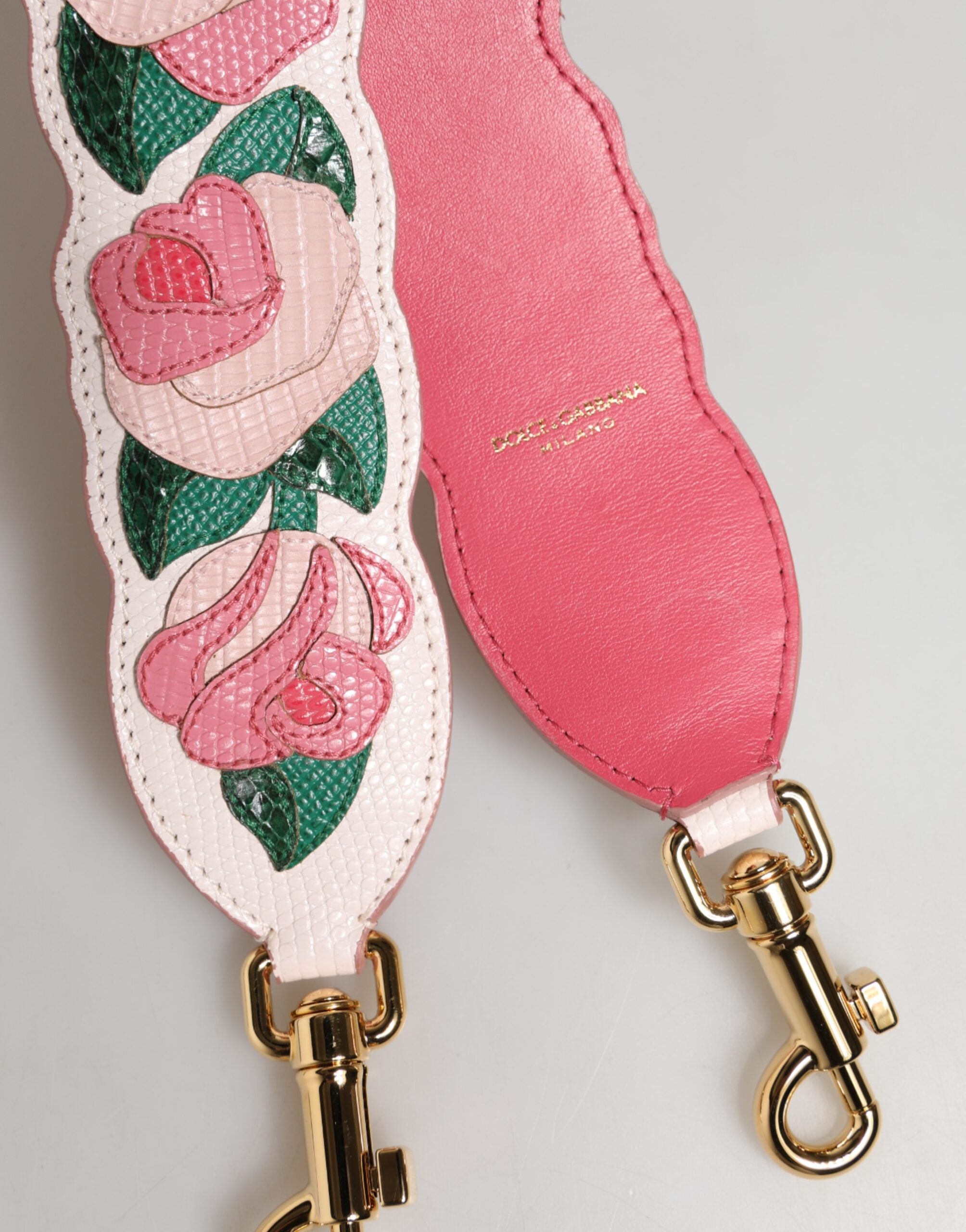Dolce & Gabbana Strap White Floral  Leather Bag Accessory Shoulder