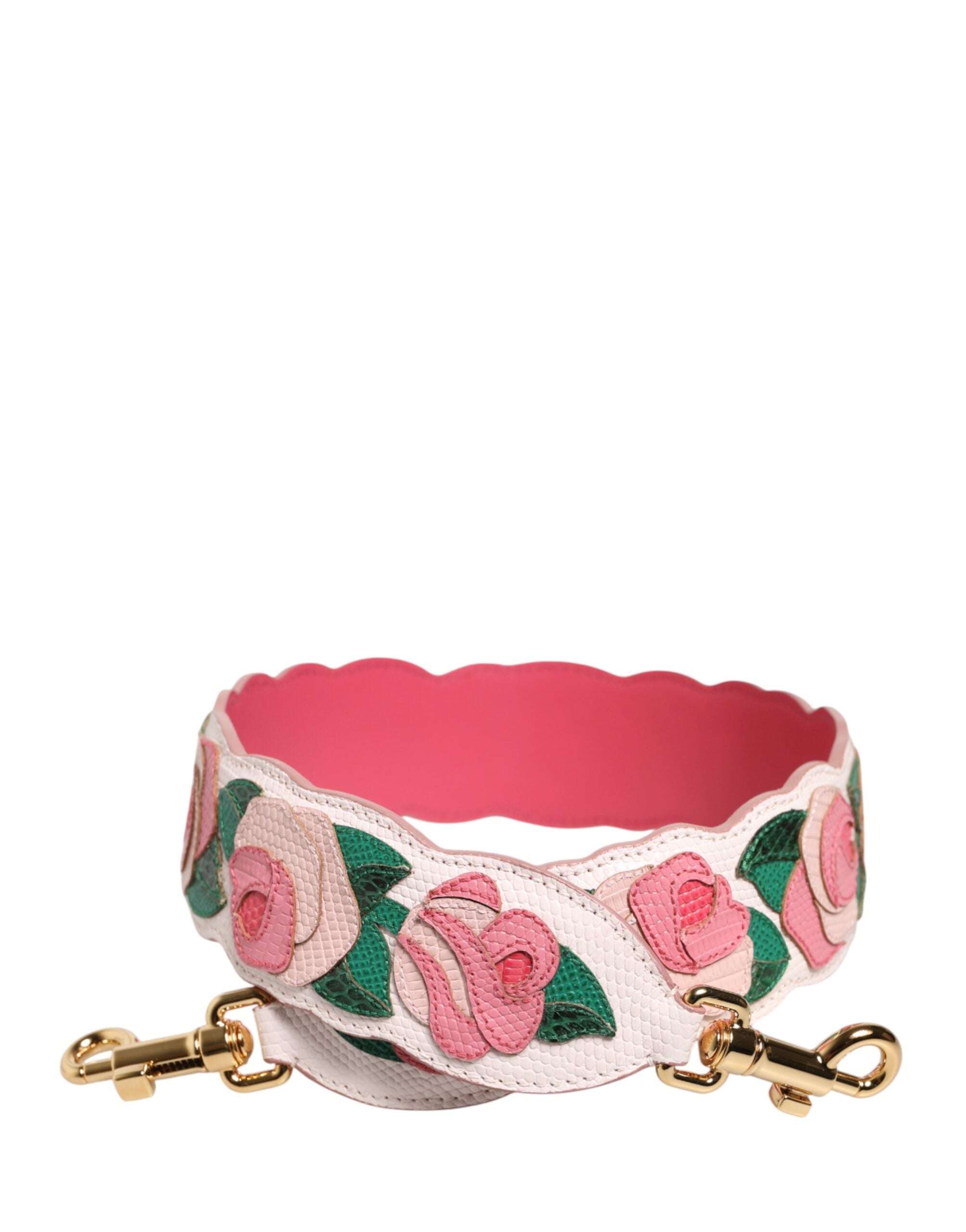 Dolce & Gabbana Strap White Floral  Leather Bag Accessory Shoulder