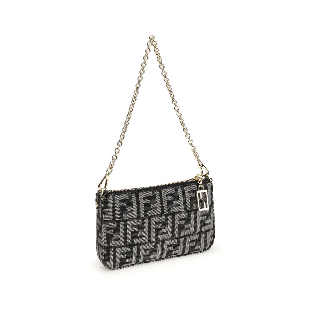 Fendi Blue Cotton Shoulder Bag