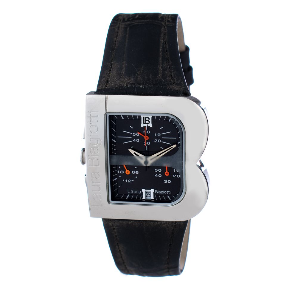 Laura Biagiotti Black Leather Dress Watch