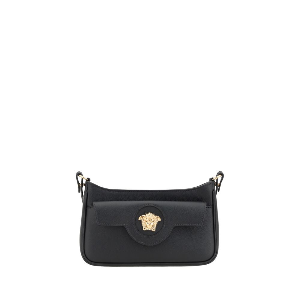 Versace Black  Leather Bos Taurus Shoulder Bag
