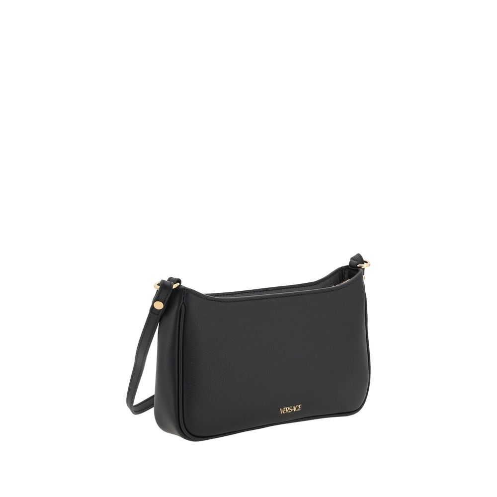 Versace Black  Leather Bos Taurus Shoulder Bag