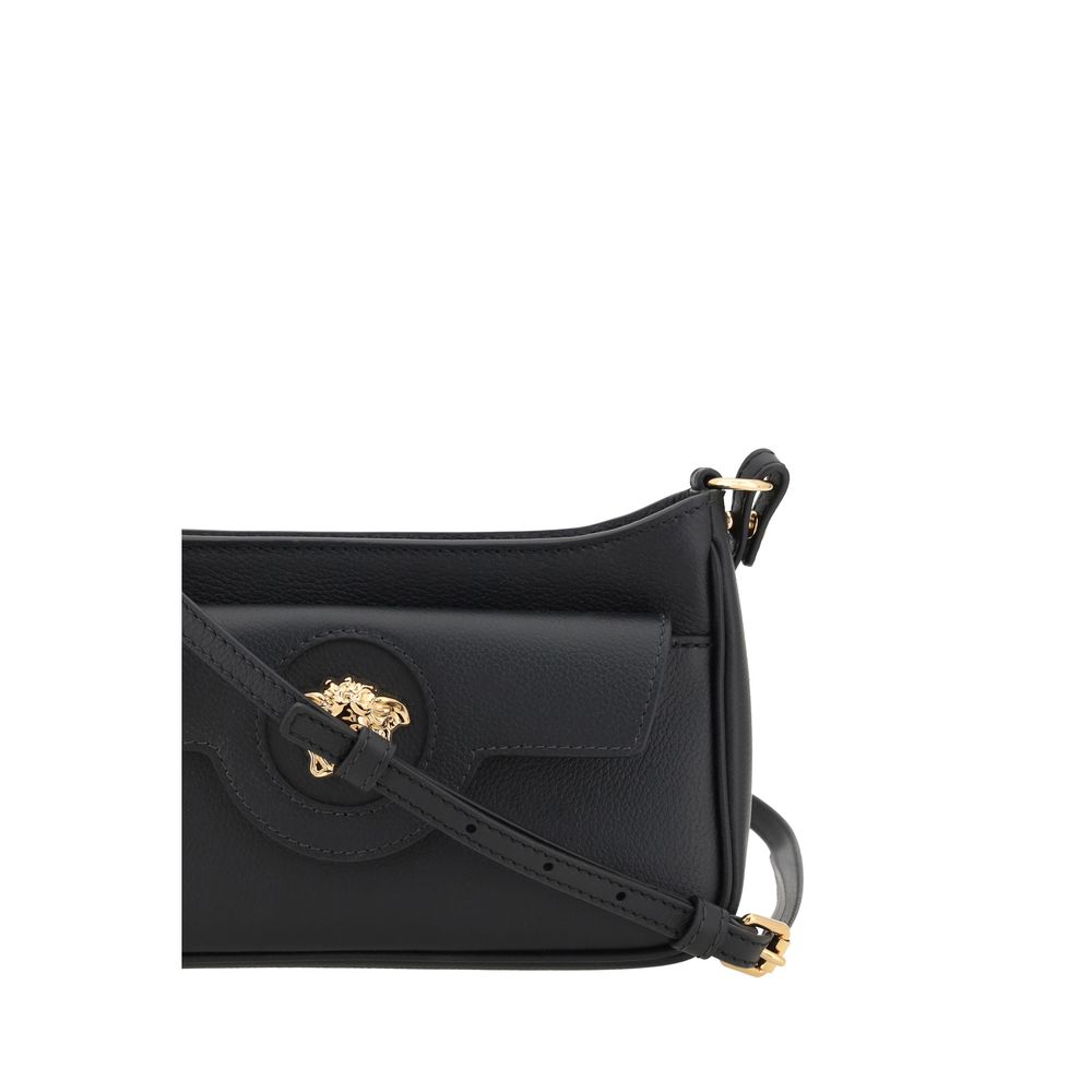 Versace Black  Leather Bos Taurus Shoulder Bag